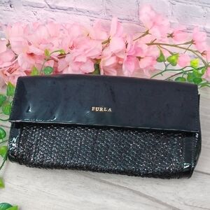 Furla Shimmering Black Sequin Clutch